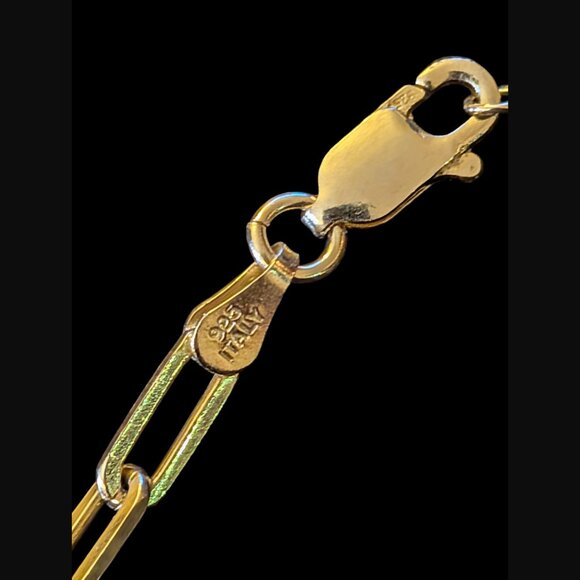 925 Sterling Gold Vermeil 3mm 18.25" Paperclip Chain Necklace - Picture 6 of 9